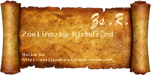 Zselinszky Richárd névjegykártya